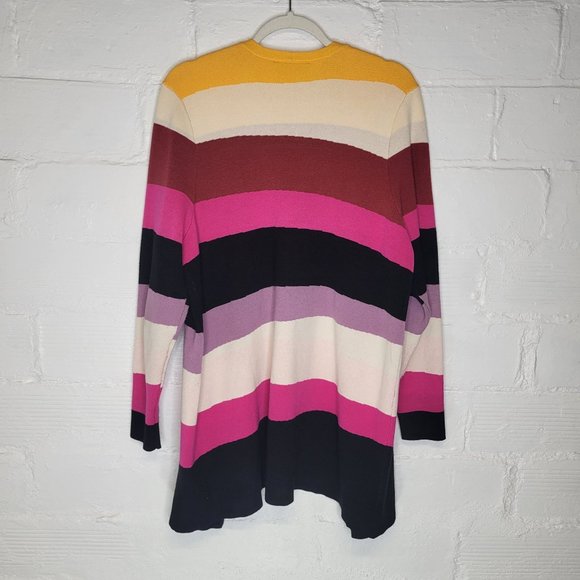 Lane Bryant Women's Size 14/16 Cardigan Sweater Pink Purple Yellow Open Front - Picture 2 of 4